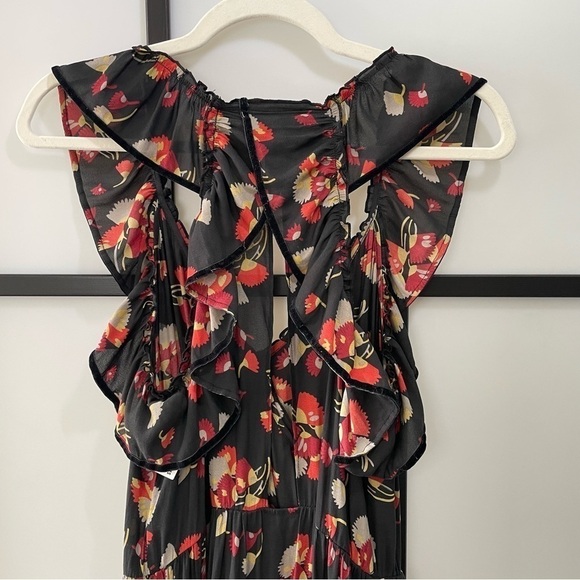 [S] Scotch & Soda Sleeveless Open Back Lightweight Floral Maxi Dress Ruffled Hem - Picture 8 of 12